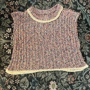 Free People Multicolor Knit Top with Cream Accents